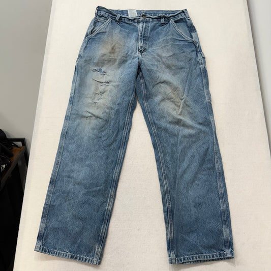 VTG Carhartt Men's Blue Denim Carpenter Jeans Dungaree Fit Pockets Size 35 x 32