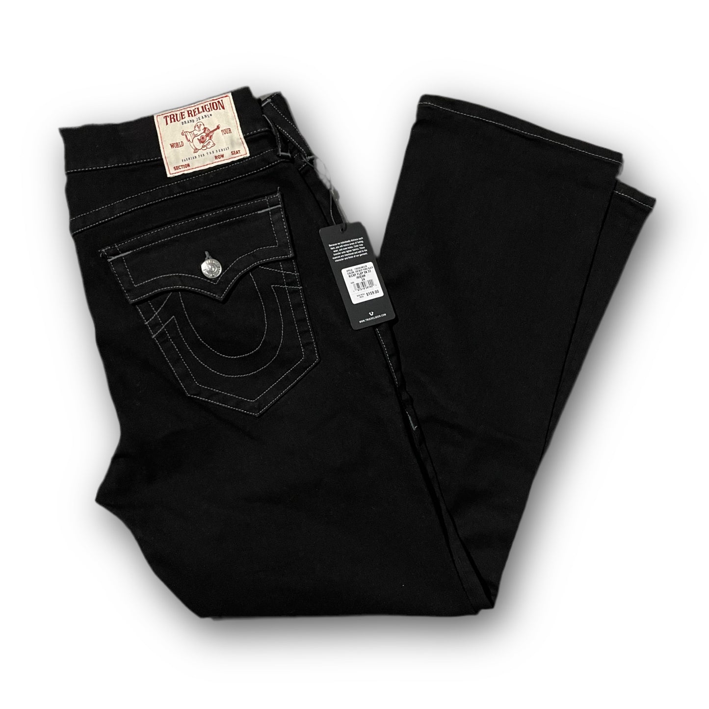 TRUE RELIGION RICKY STRAIGHT BLACK JEANS - Clean Curriculums 