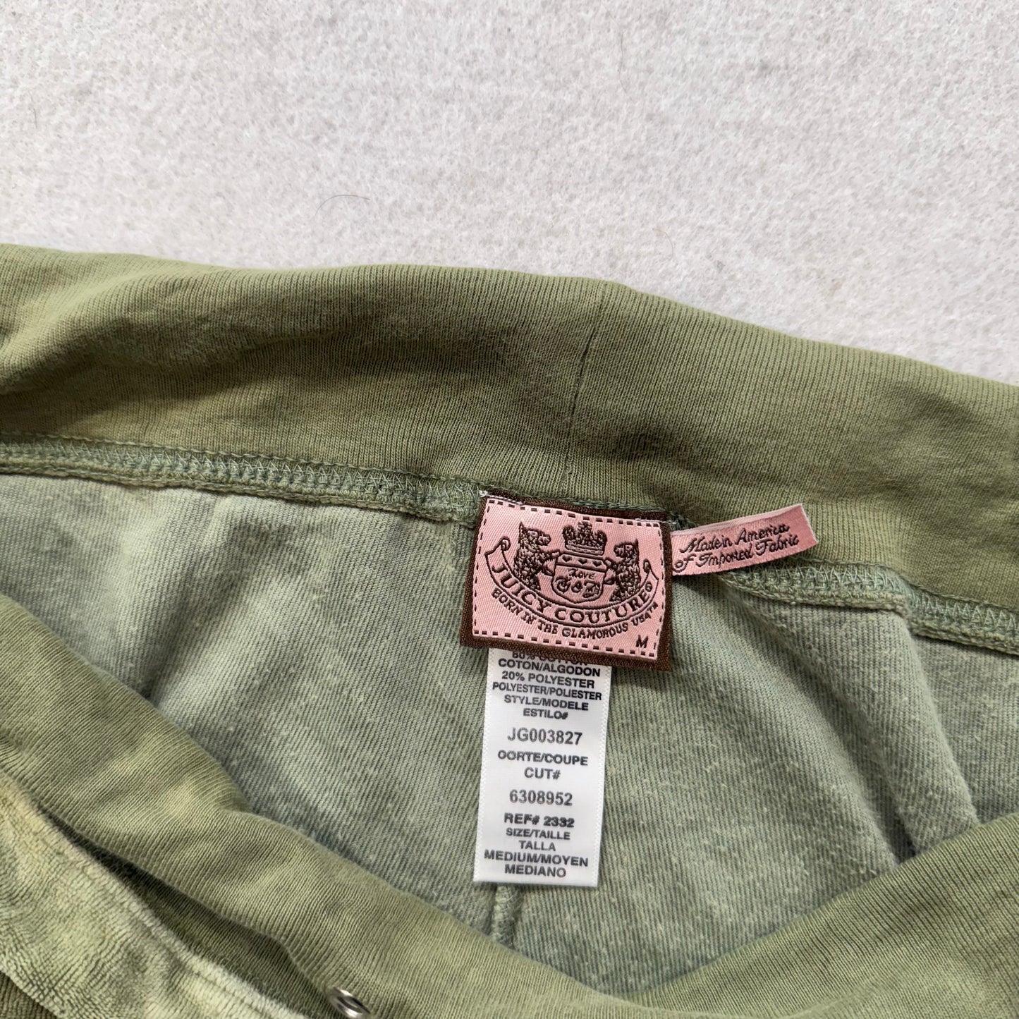 Juicy Couture Women's Olive Green Velour Flared Track Pants Low Rise Size M