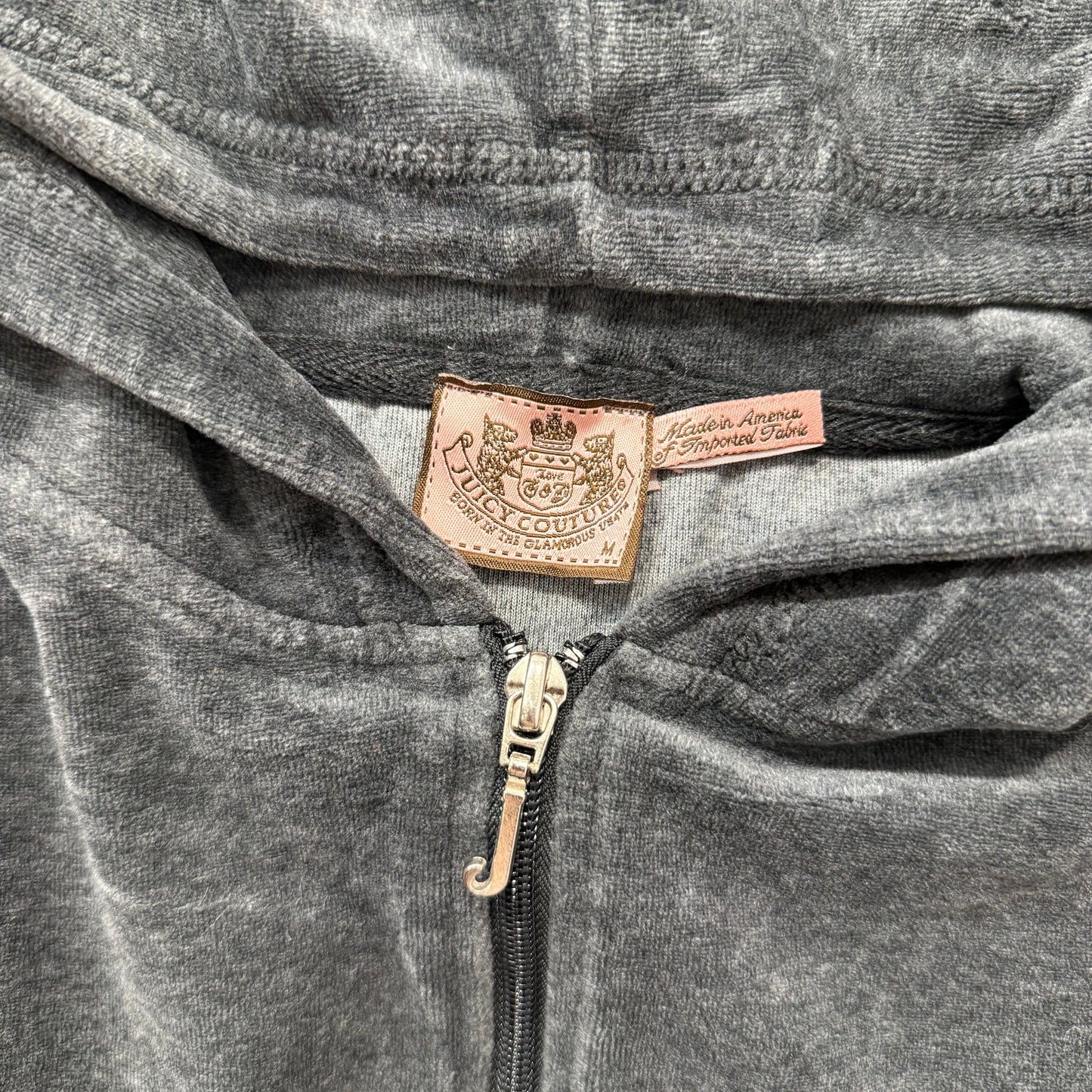 Juicy Couture Women's Charcoal Velour Tracksuit Set Hoodie & Flared Pant Size M/L