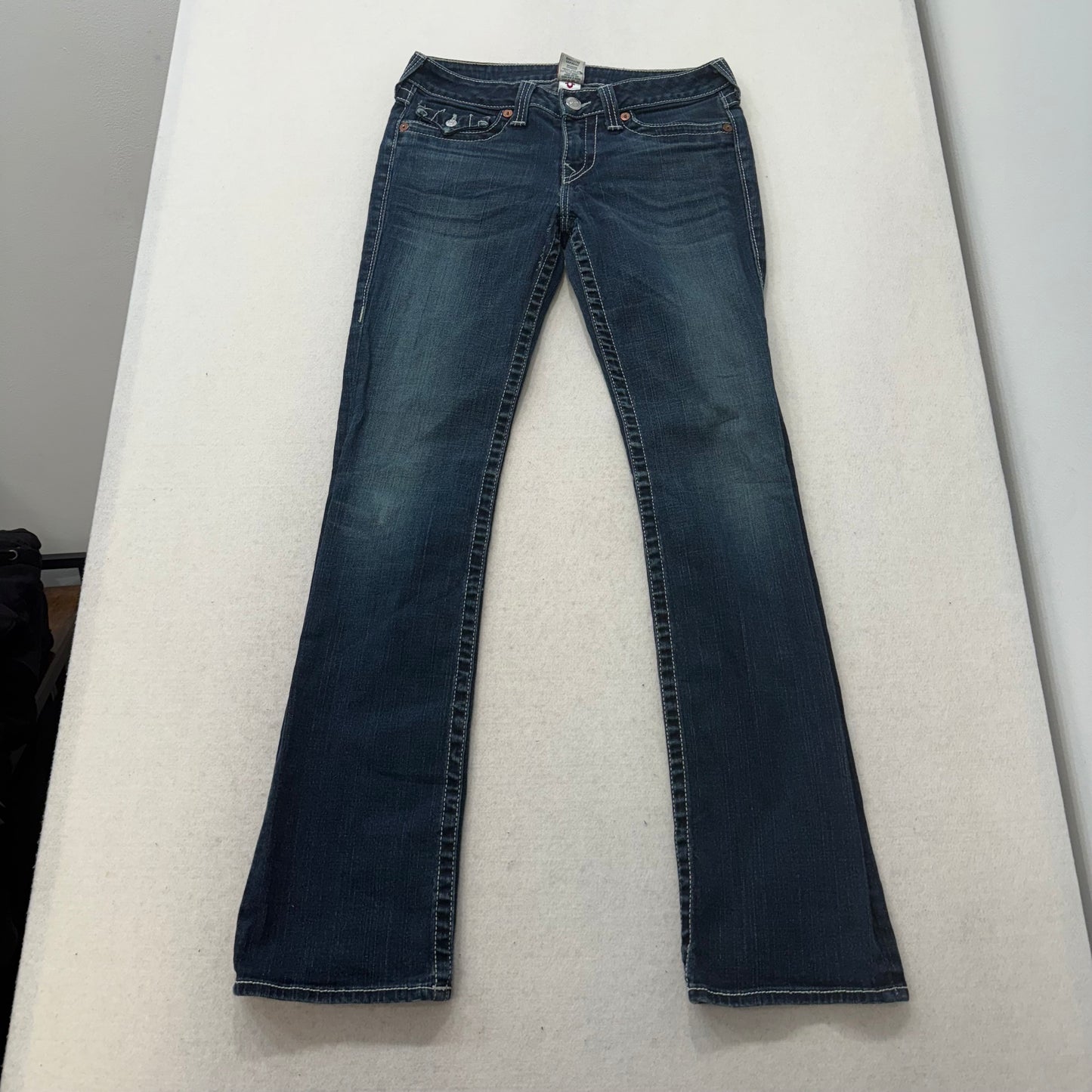 Rare True Religion Blue Denim Jeans Horseshoe Button-Flap Back Pockets Size 30