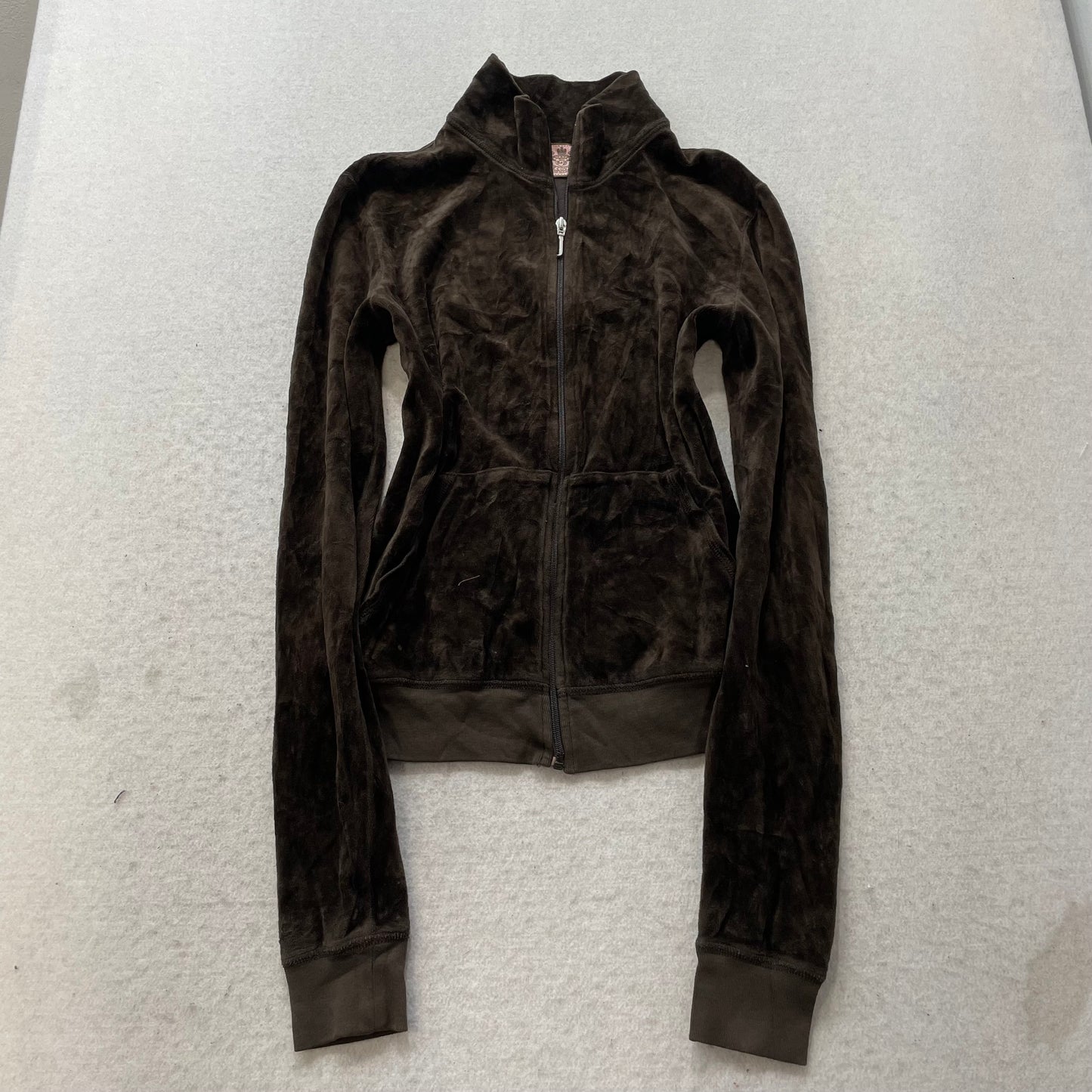 Vintage Juicy Couture Broken Juicy “J” Womens Dark Brown Track Jacket Size L