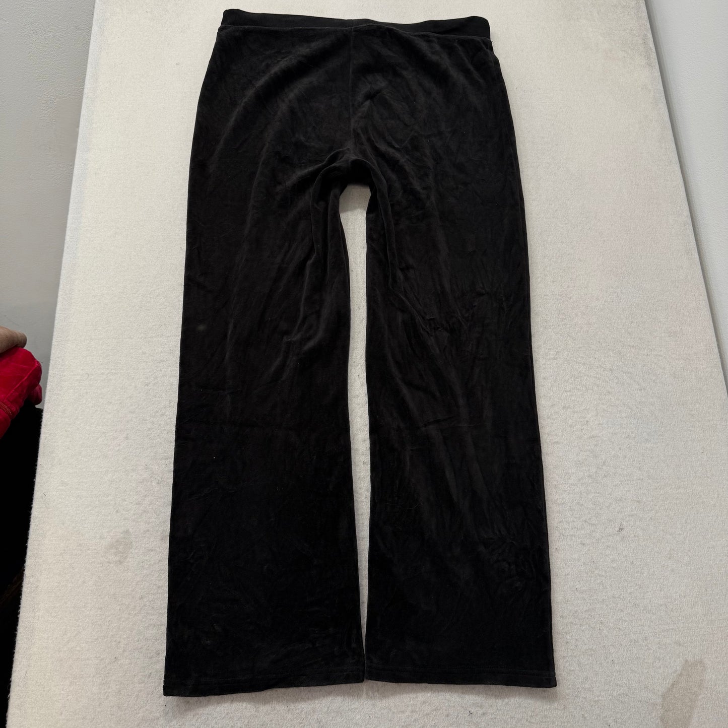 Vtg Juicy Couture Women's Black Velour Tracksuit Set Hoodie & Flared Pant Size L