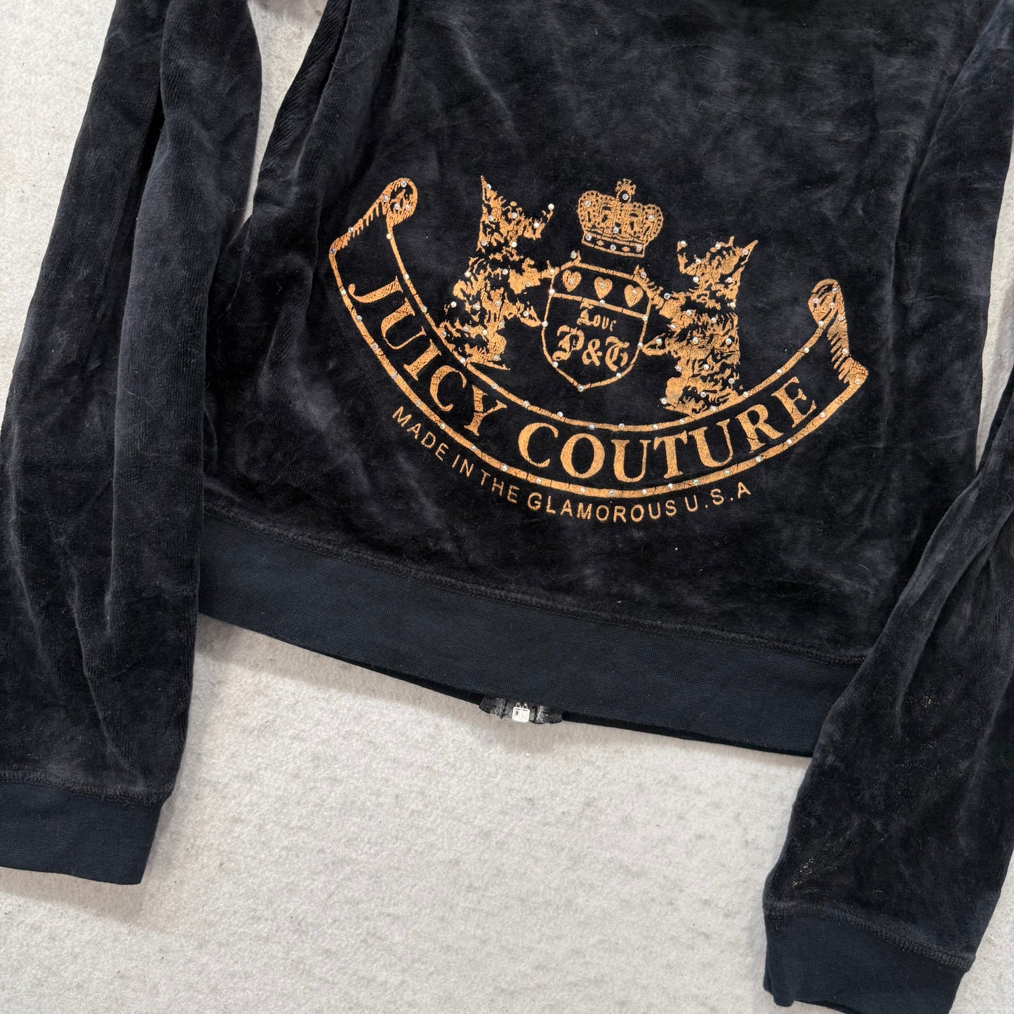 Vintage Juicy Couture Scottie Dog Women's Black Velour Tracksuit Set Y2k Size L