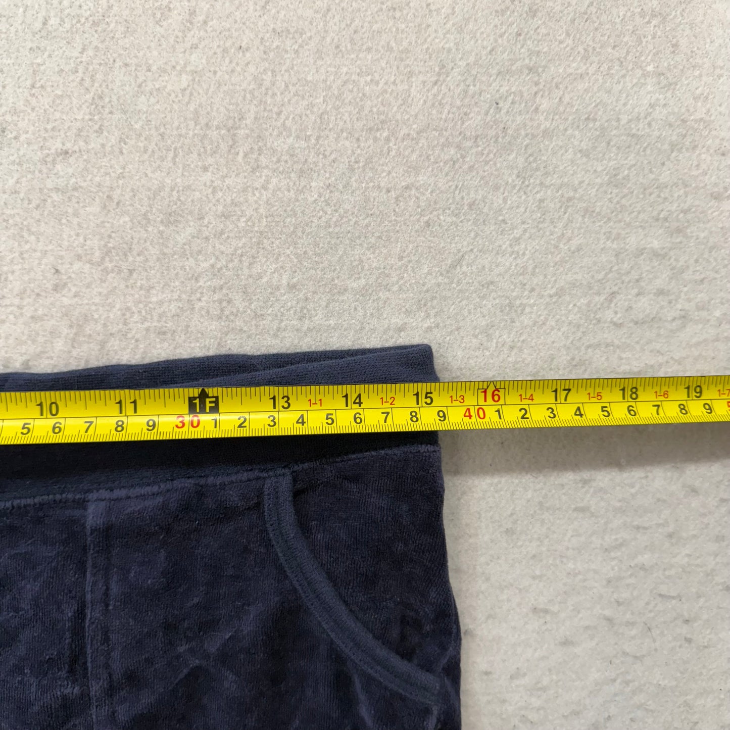 Vintage Juicy Couture Women's Navy Velour Flared Track Pant Flap Pockets Size S