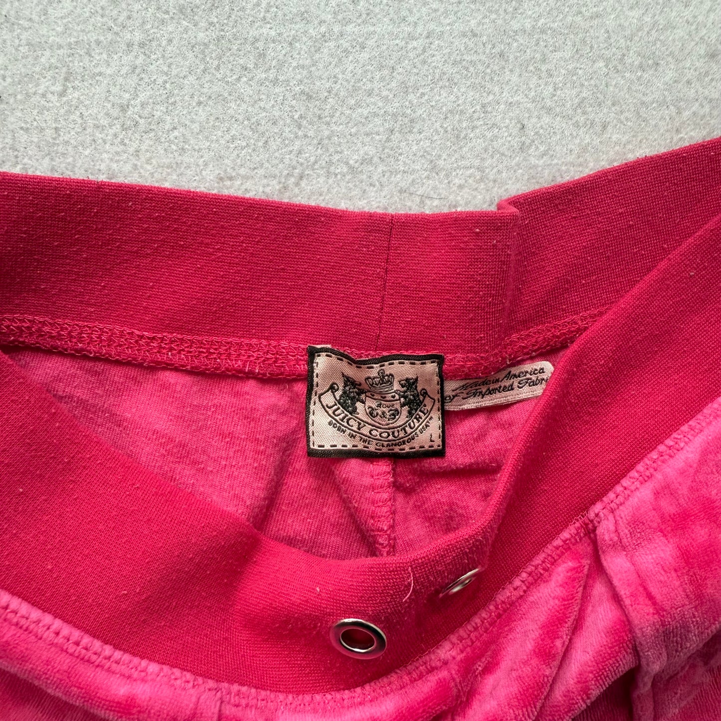 Vintage Juicy Couture Women's Hot Pink Velour Flared Track Pants Pockets Size L