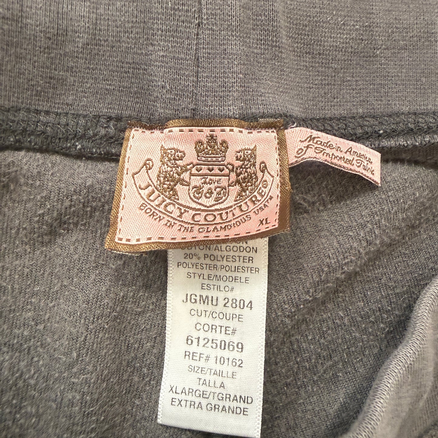 2003 Vintage Juicy Couture Womens Charcoal Gray Velour Tracksuit Set Y2K Size XL