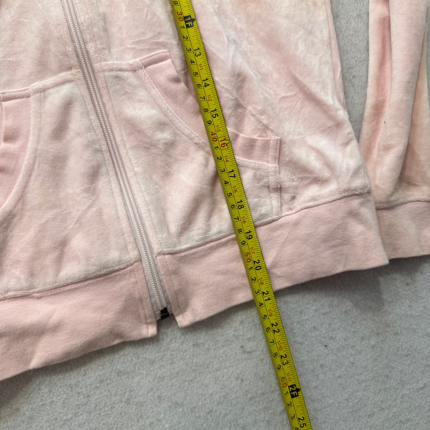 Bebe Women's Pastel Pink Velour Full Zip Track Jacket Rhinestones Logo Size M