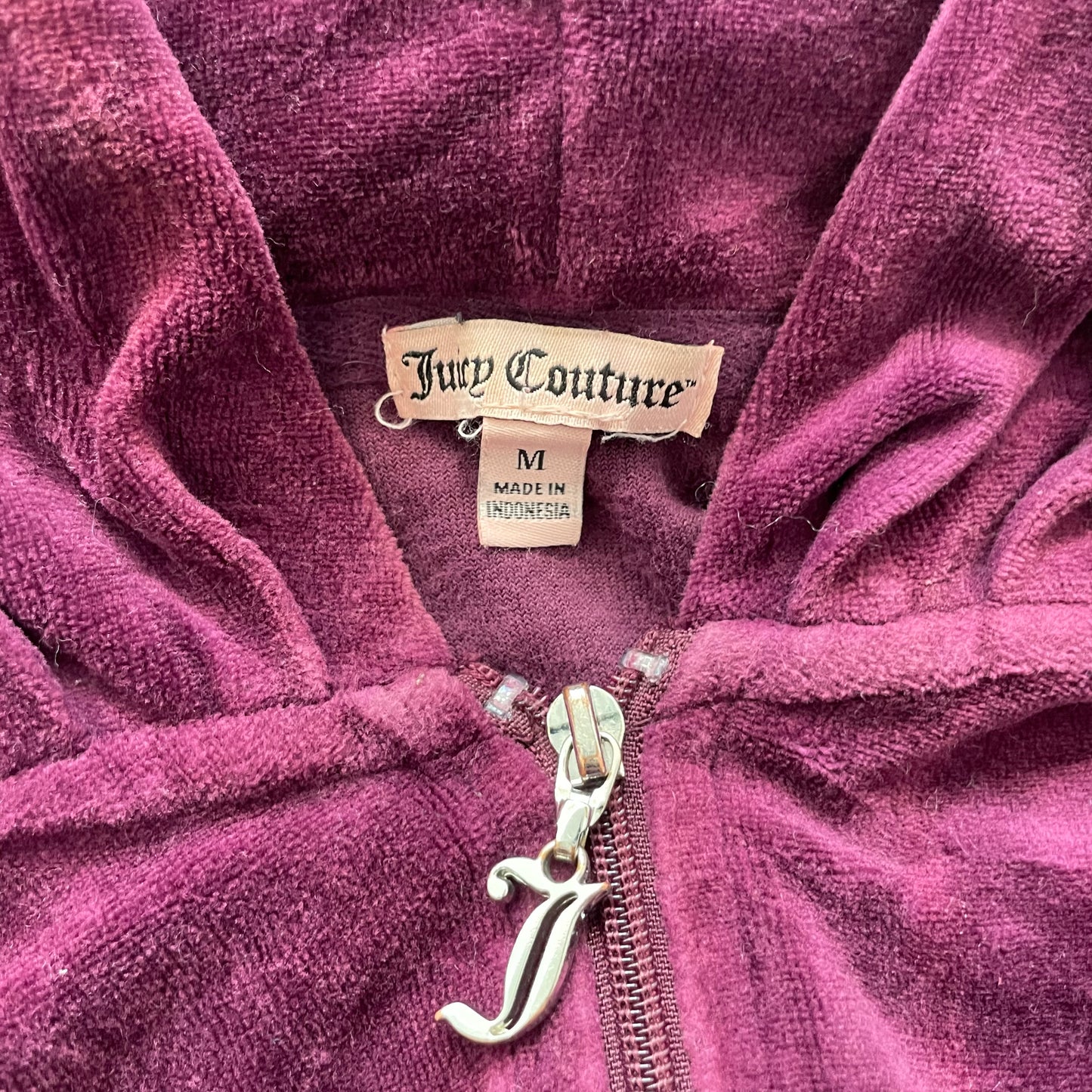 Juicy Couture Deep Purple Velour Tracksuit Set Rhinestone Graphic Logo Size M/XL
