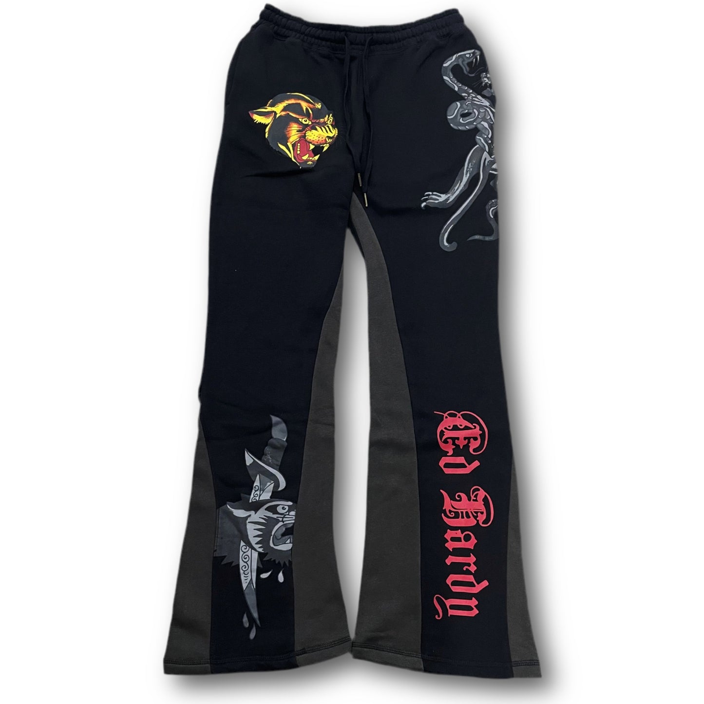 ED HARDY “Panther Dagger” BLACK BOOTCUT PANTS - Clean Curriculums 