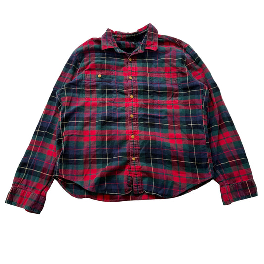 J.Crew Mens Red Blue Plaid Flannel Shirt Button Down Long Sleeve Classic Size XL