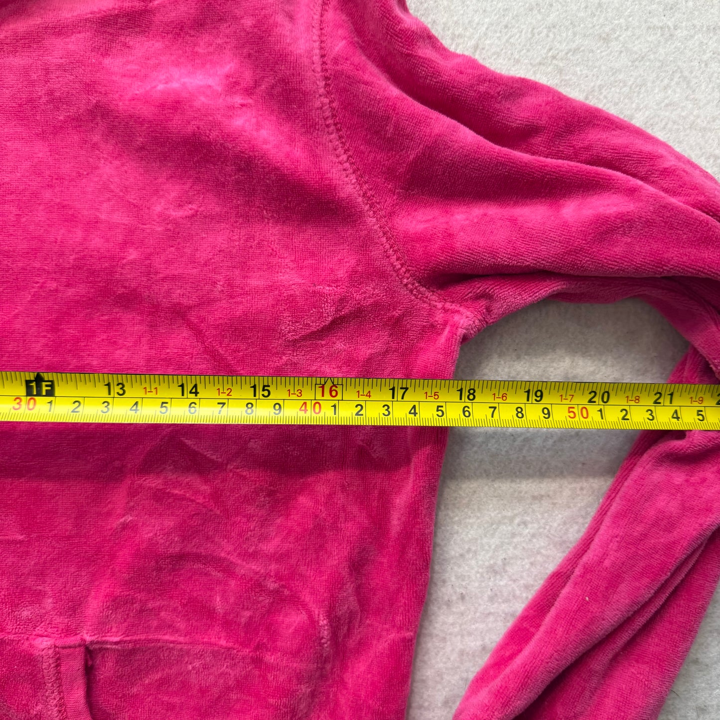 Juicy Couture Women Dark Hot Pink Velour Zip-Up Hoodie Loungewear Pockets Size M