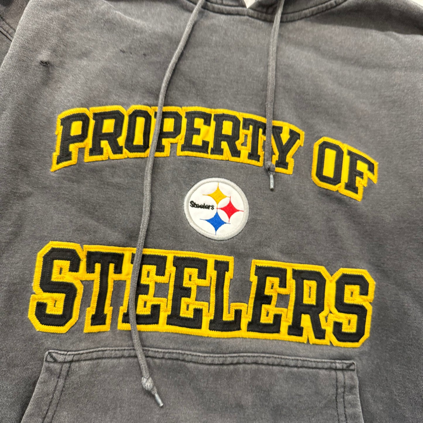 Reebok Gridiron NFL Men's Gray Steelers Pullover Hoodie Kangaroo Pocket Size M