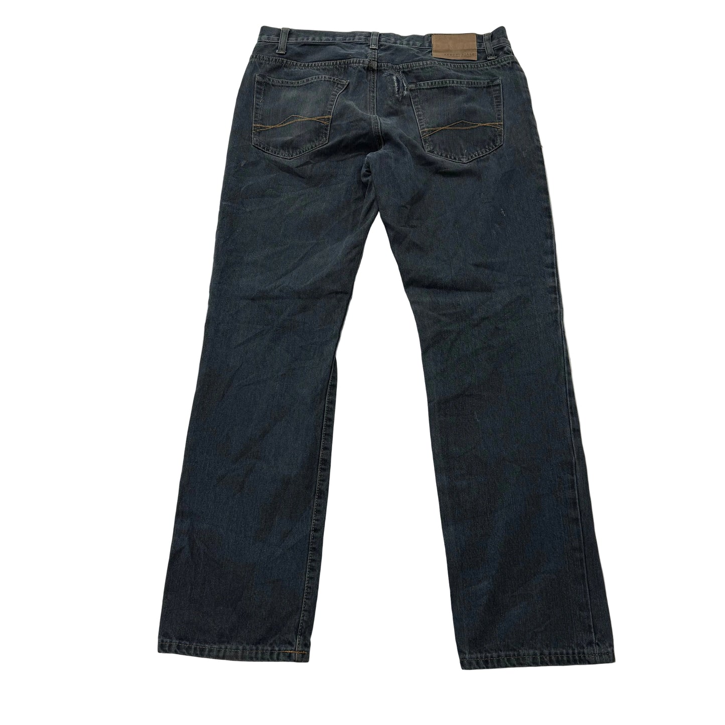 Aeropostale Men's Dark Blue Denim Slim Straight Leg Jeans Button-Fly Waist 32