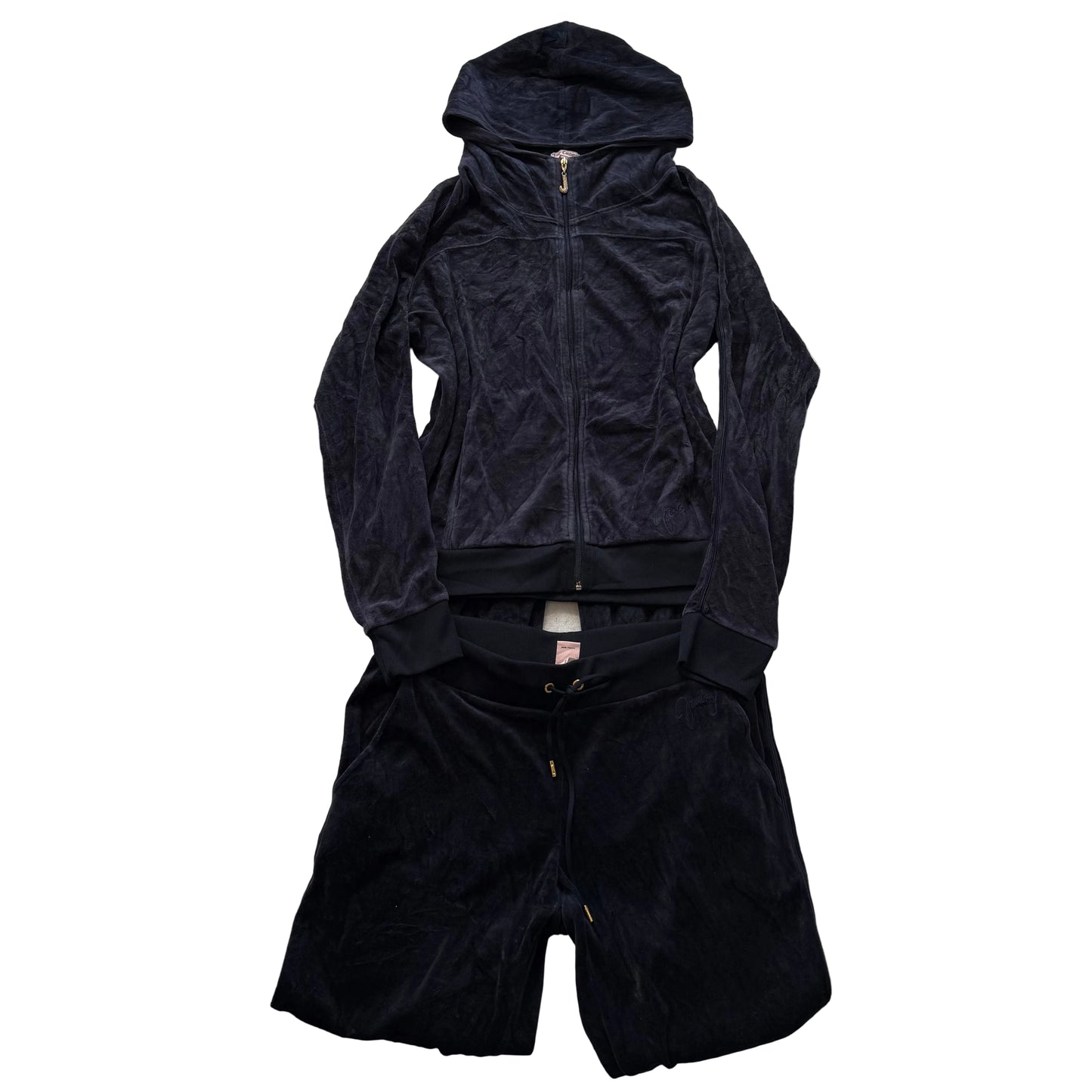 Juicy Couture navy Velour Tracksuit Set Hoodie & Drawstring Pants Size XL/M
