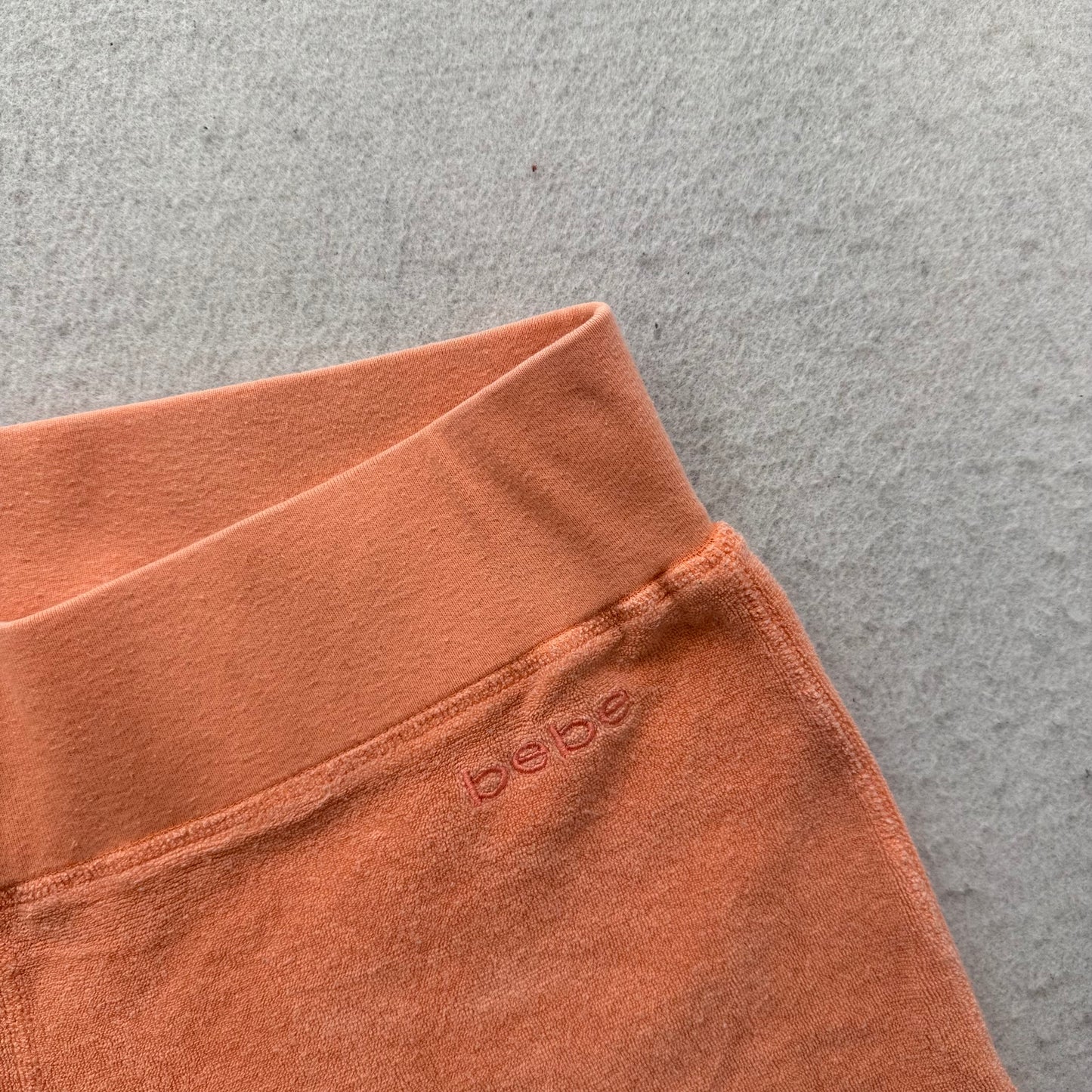 Vintage Bebe Women's Coral Terry Cloth Wide Leg Cropped Capri Pant Logo Size L
