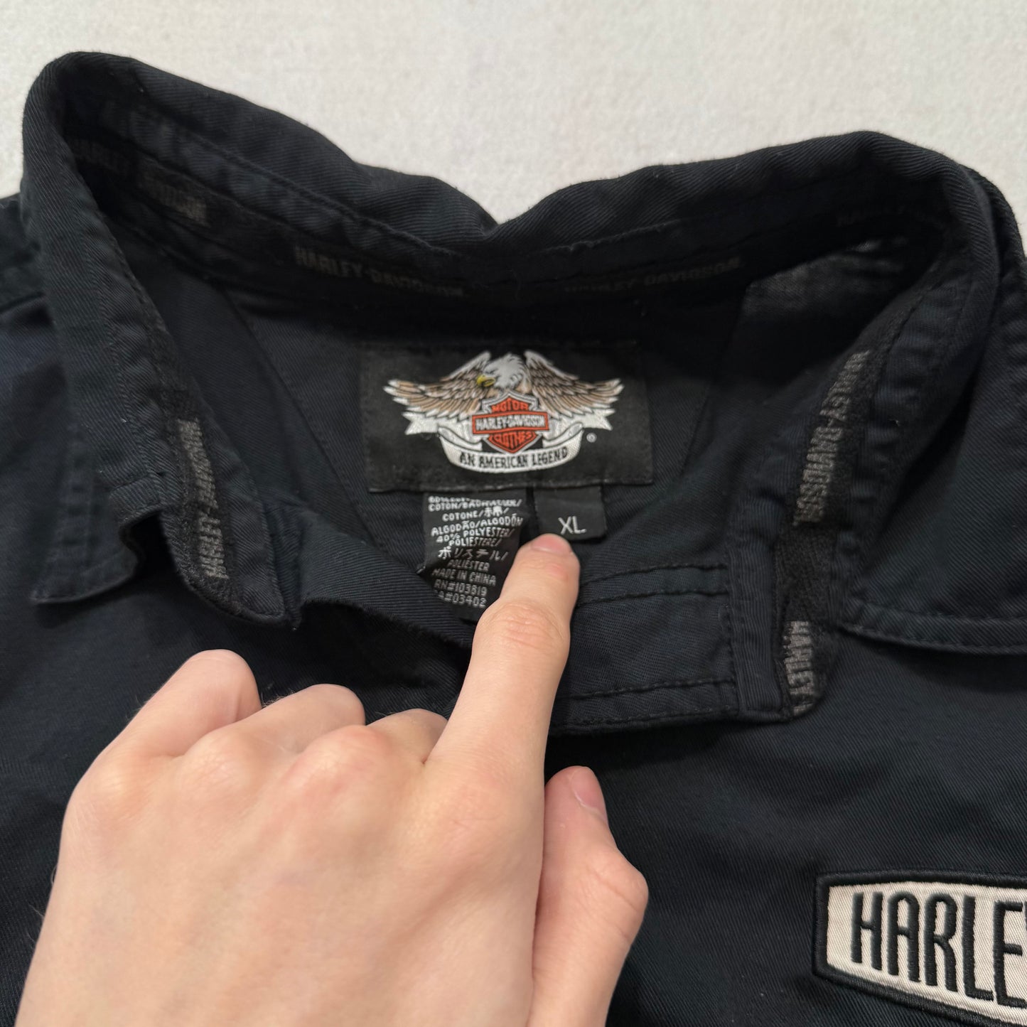 Harley-Davidson Men's Black Cotton Button Up Shirt Short Sleeves Logo Size XL