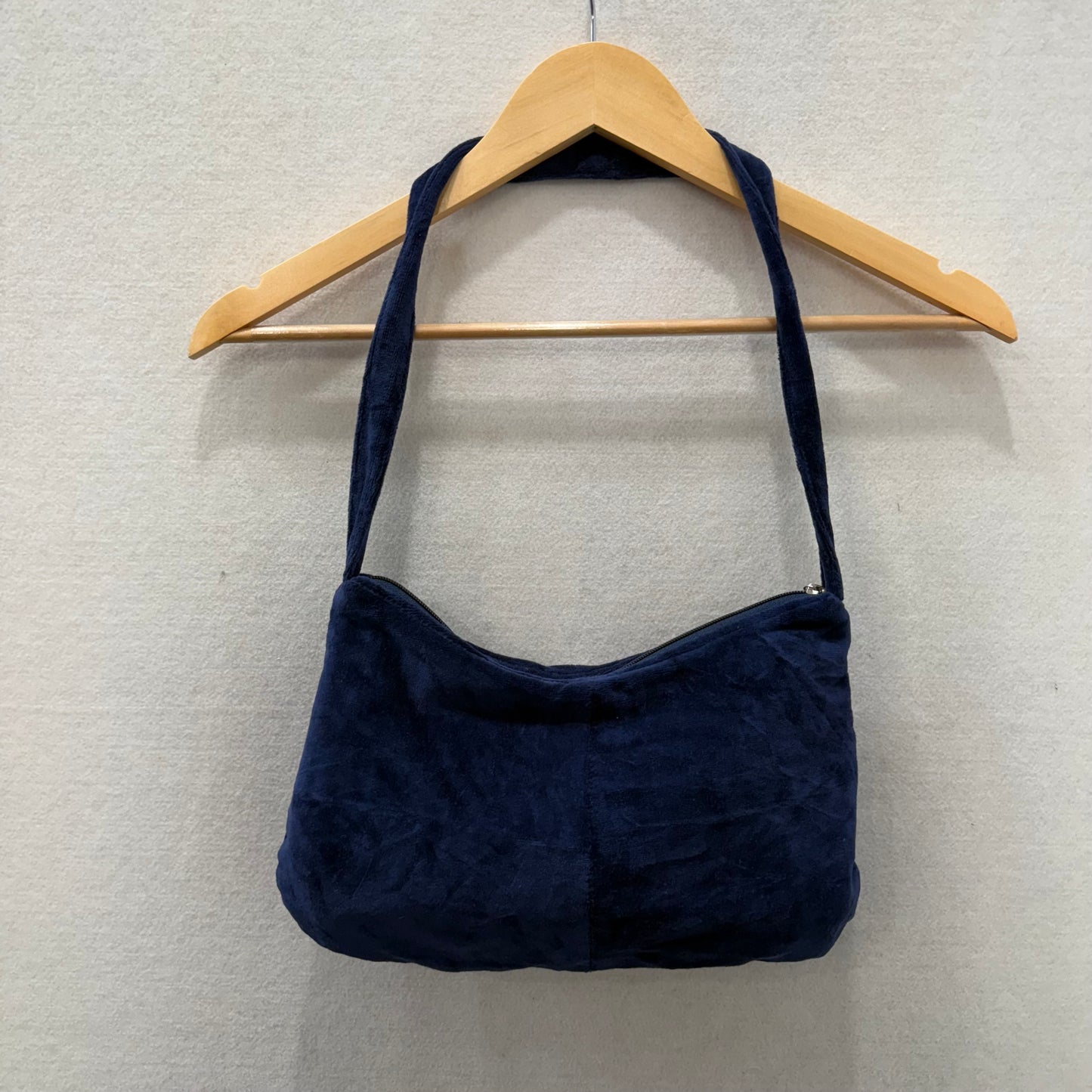 Juicy Couture Women's Navy Blue Velour Gold Embroidered Crown Shoulder Hobo Bag