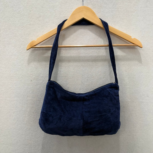 Juicy Couture Women's Navy Blue Velour Gold Embroidered Crown Shoulder Hobo Bag