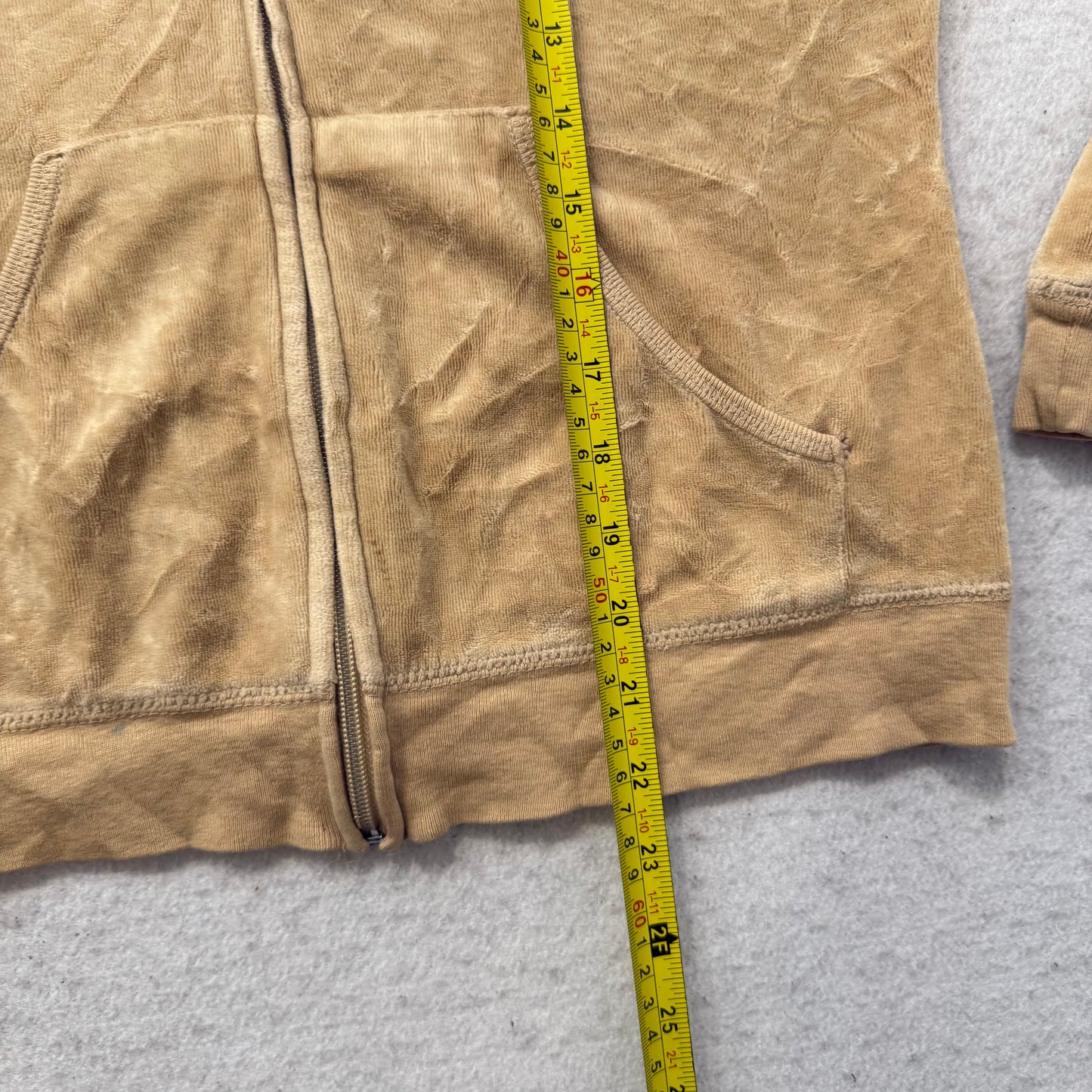 Vintage Juicy Couture Scottie Dogs Women's Camel Velour Hoodie Rhinestone Size L