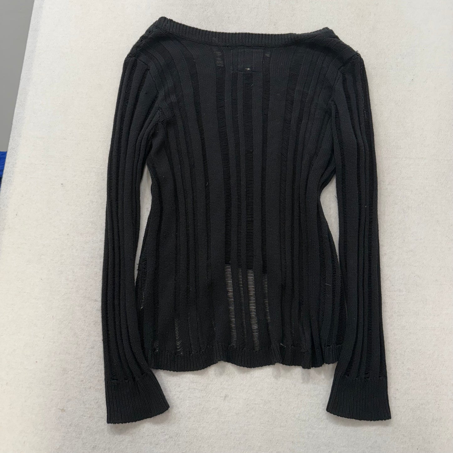 Billabong Black Knitted Distressed Pull-Over Sweater High-Low Hem Size L