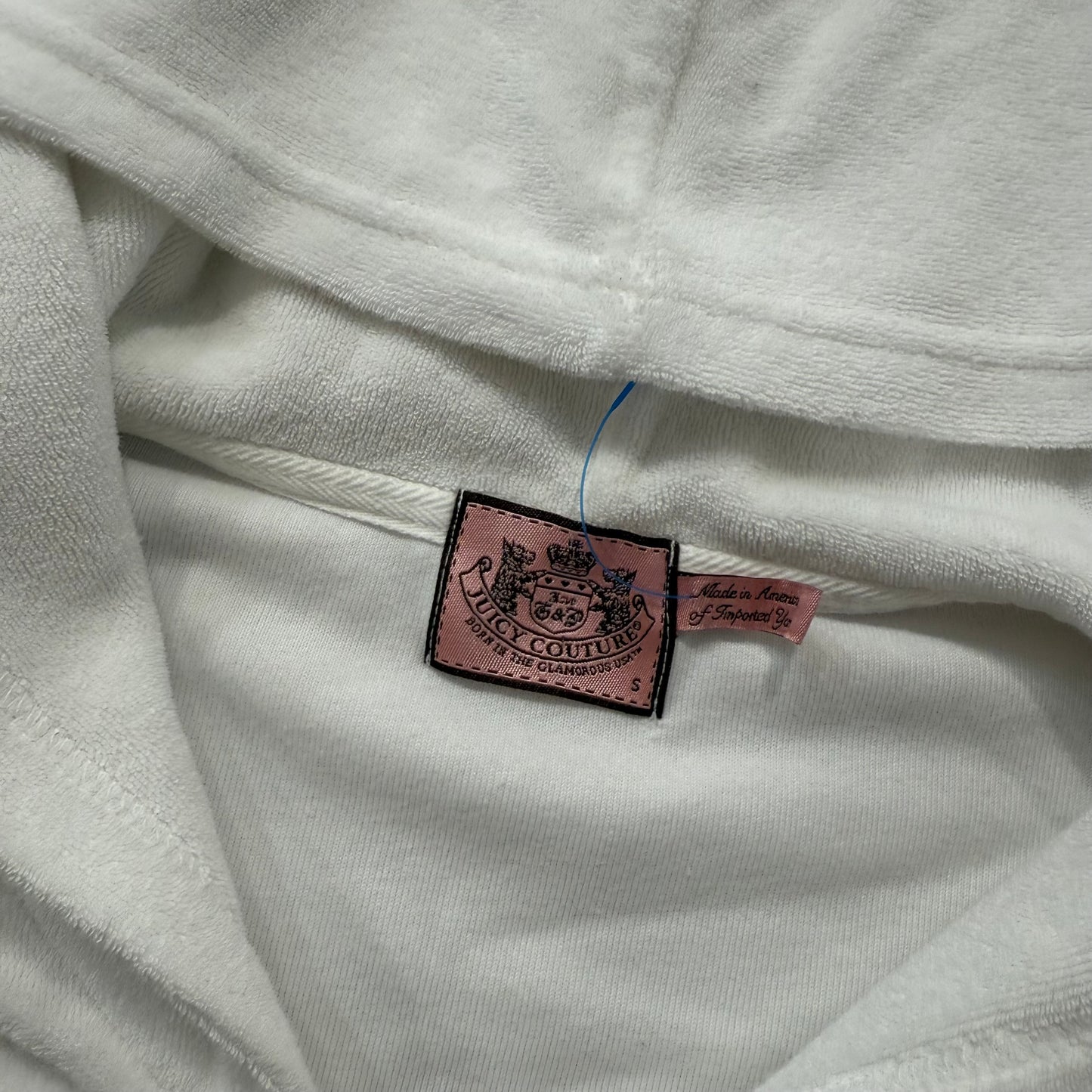Juicy Couture White Terrycloth Tracksuit Set Zip Up Hoodie & Flared Pant Size S
