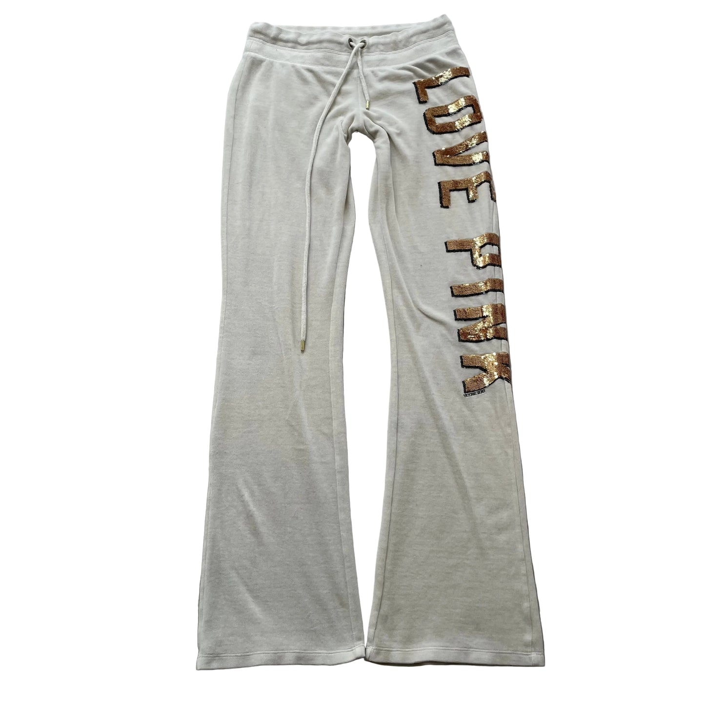 Victoria's Secret Pink Women's Grey Velour Flared Leg Sweatpants Sequin Size XS