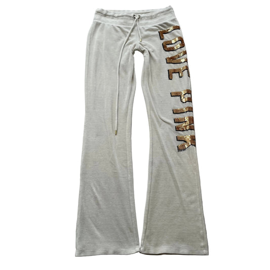 Victoria's Secret Pink Women's Grey Velour Flared Leg Sweatpants Sequin Size XS