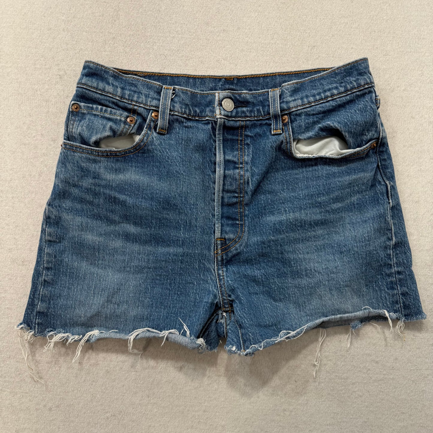 Levi Strauss & Co. 501 Women's Blue Denim Cut-off Shorts Button Fly Waist 30