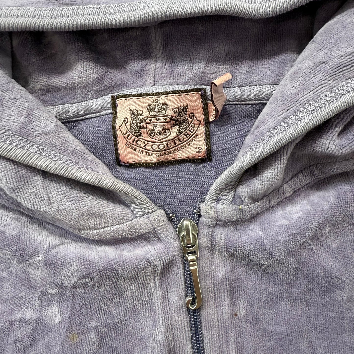 Juicy Couture All Hail Juicy Women's Lavender Velour Zip-Up Hoodie Y2k Size 12