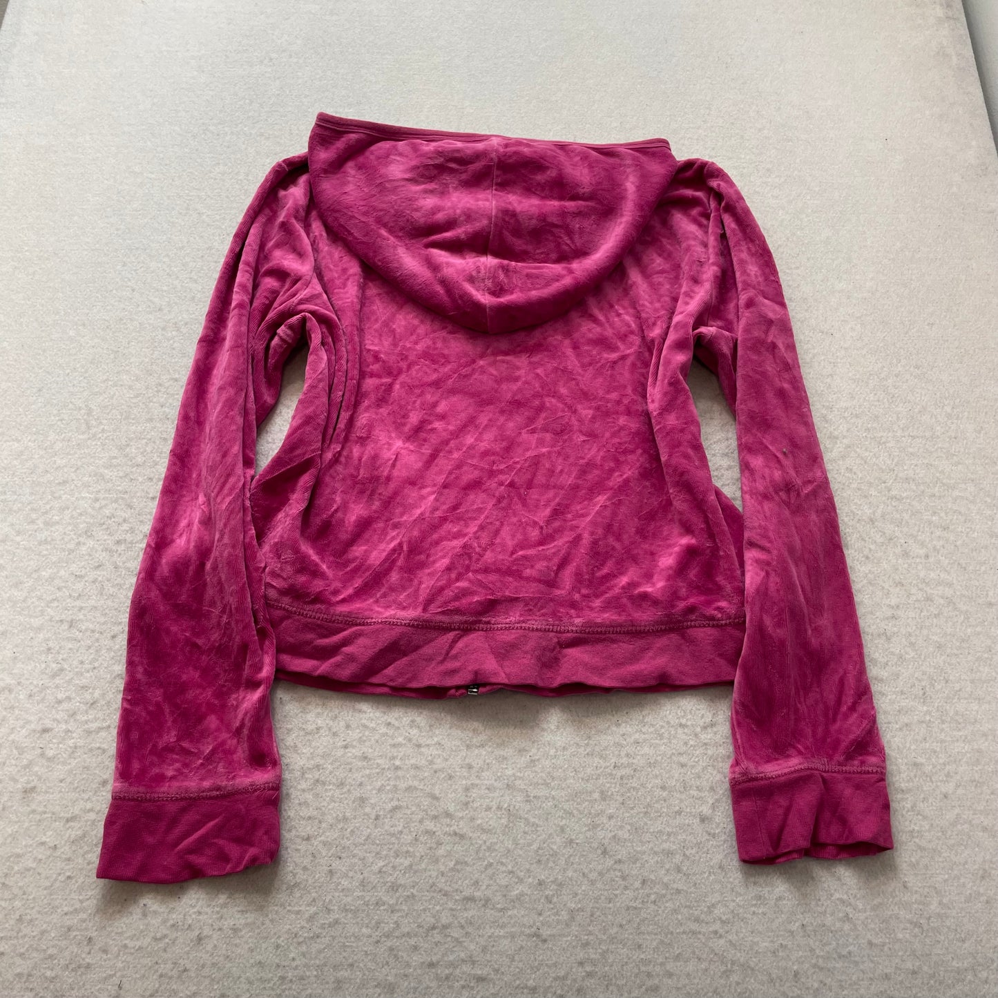 Juicy Couture Women's Vibrant Magenta Velour Full Zip Hoodie Loungewear Size M