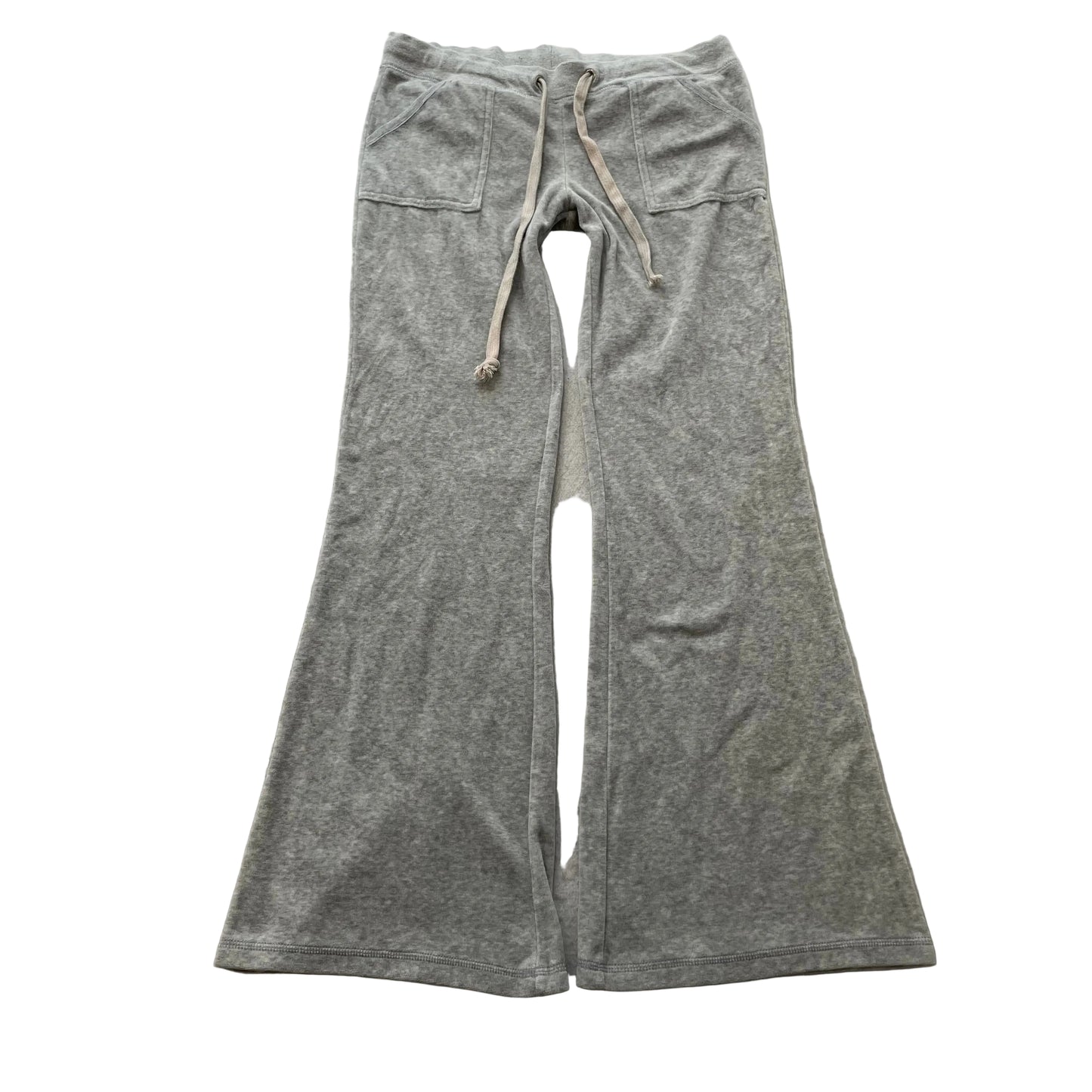 Vintage Juicy Couture Women's Light Gray Velour Flared Track Pant Drawstring - L