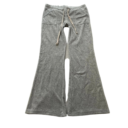 Vintage Juicy Couture Women's Light Gray Velour Flared Track Pant Drawstring - L