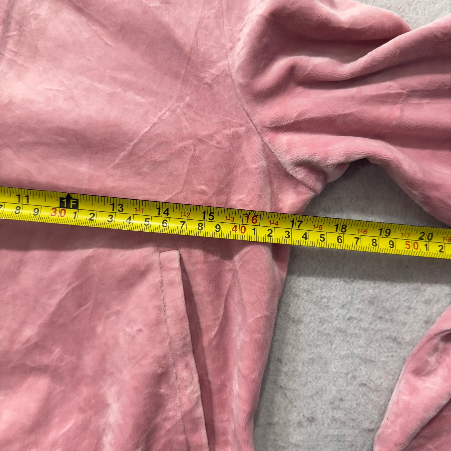 Juicy Couture Women's Light Pink Velour Cropped Hoodie Rhinestone Logo Size M