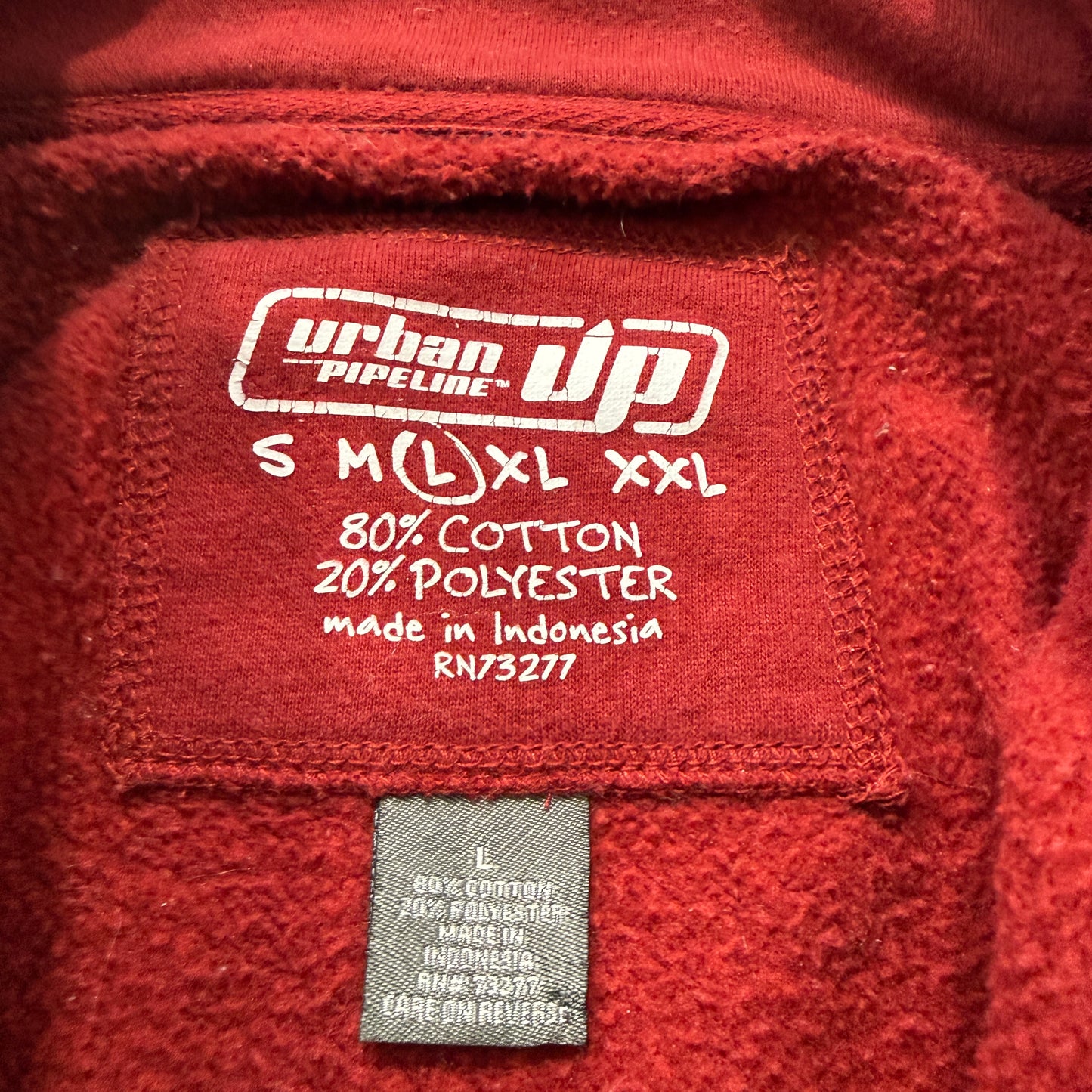 Urban Pipeline Men's Red Full Zip Fleece Track Jacket Sleeves Striped Size L