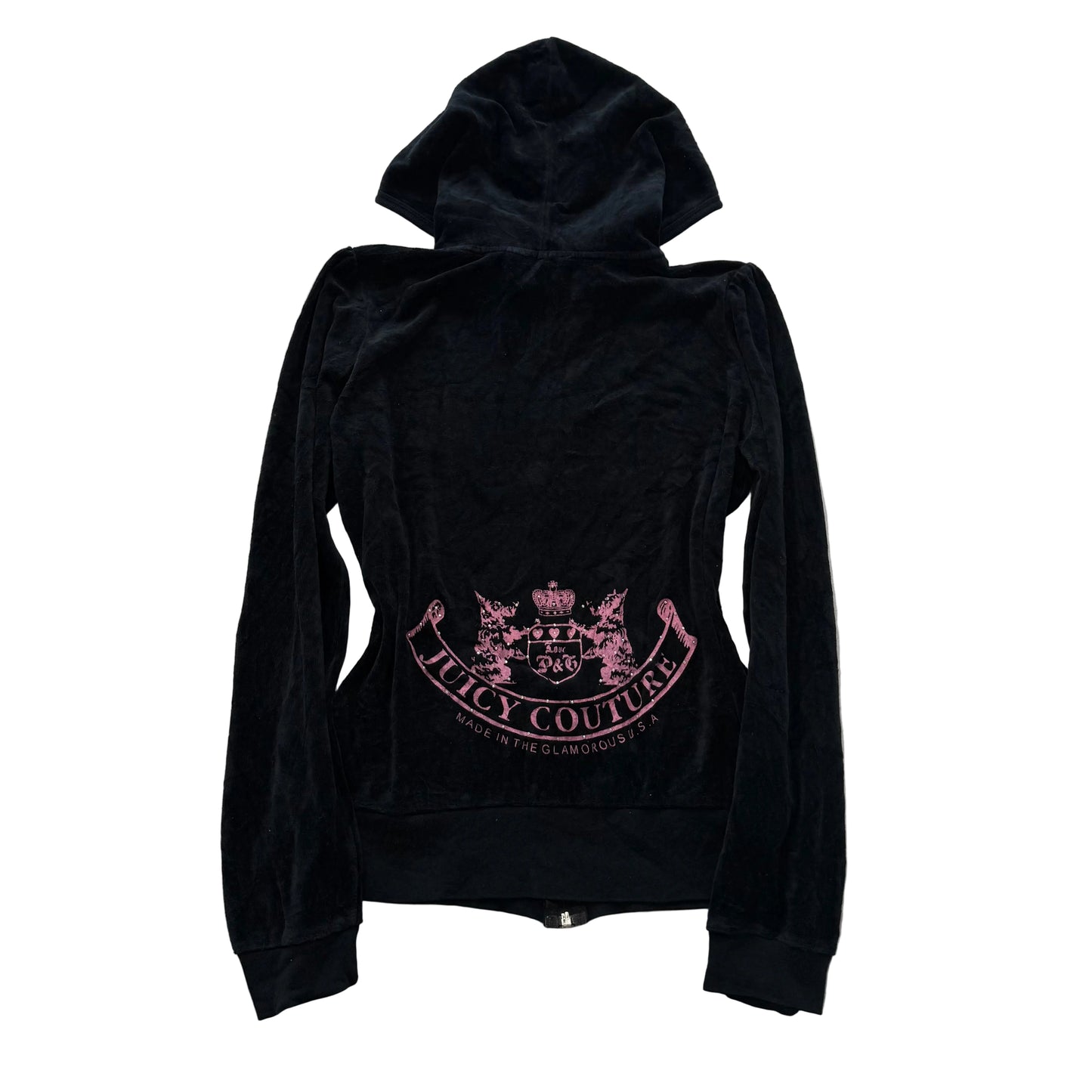 Vintage Juicy Couture “Scottie Dogs" Women's Black Velour Zip Up Hoodie Size L