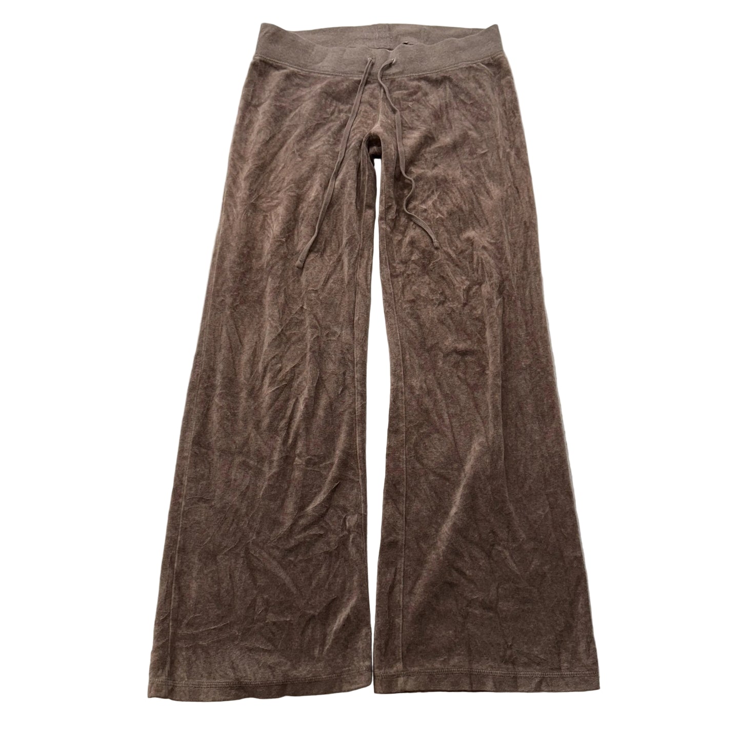 Vintage Juicy Couture Women's Camel Velour Flared Wide Leg Track Pant Y2K Size S