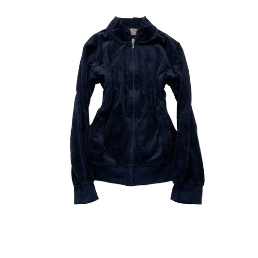 Juicy Couture Women's Navy Velour Full Zip Track Jacket Performance Y2k Size XL