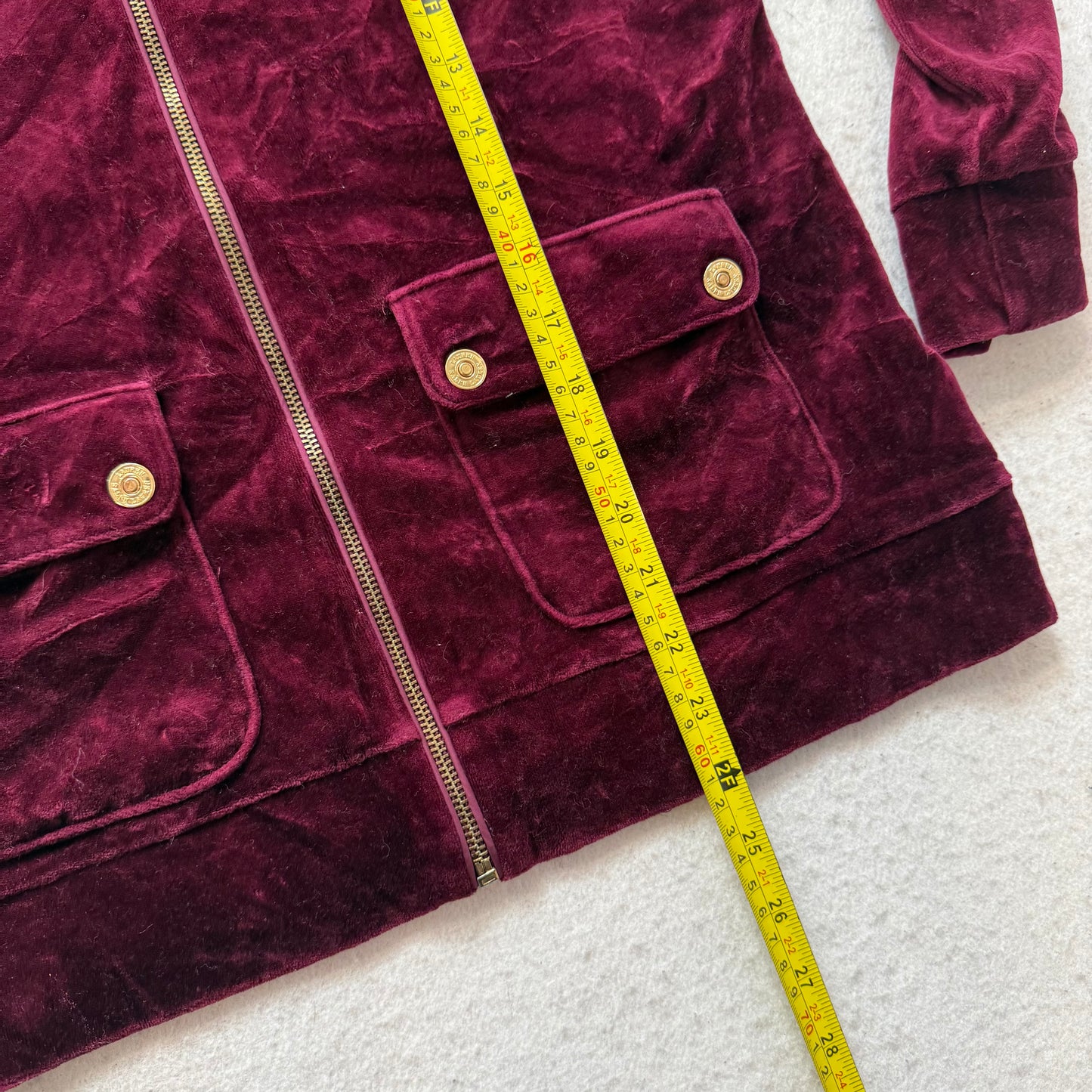 Lauren Ralph Lauren Women's Maroon Zip Up Track Jacket Snap Flap Pockets Size M