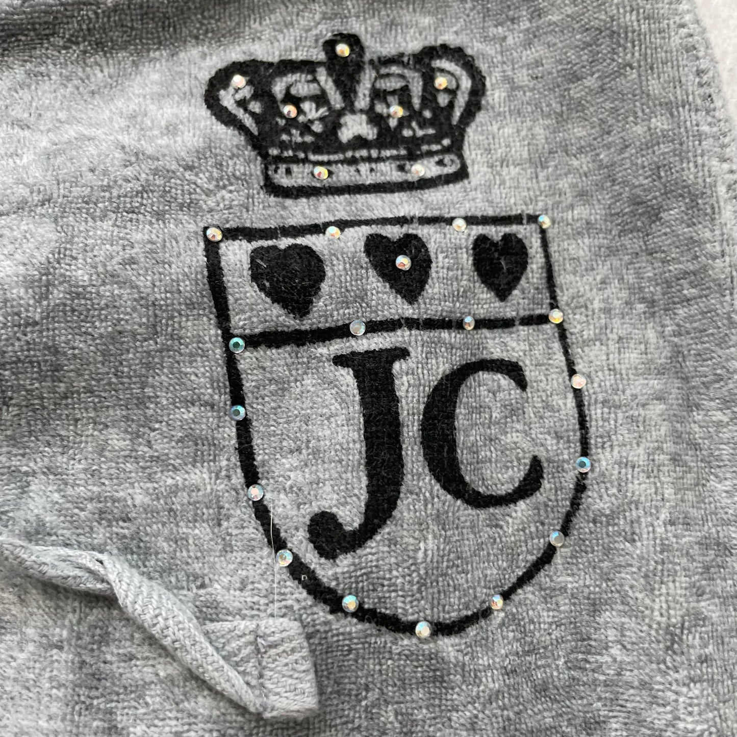 Vintage Juicy Couture Women Gray Velour Tracksuit Set Hoodie & Flare Pant Size S