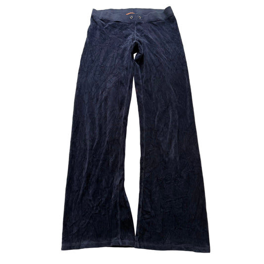 2003 Vintage Juicy Couture Women's Navy Blue Velour Flared Track Pant Y2K Size S