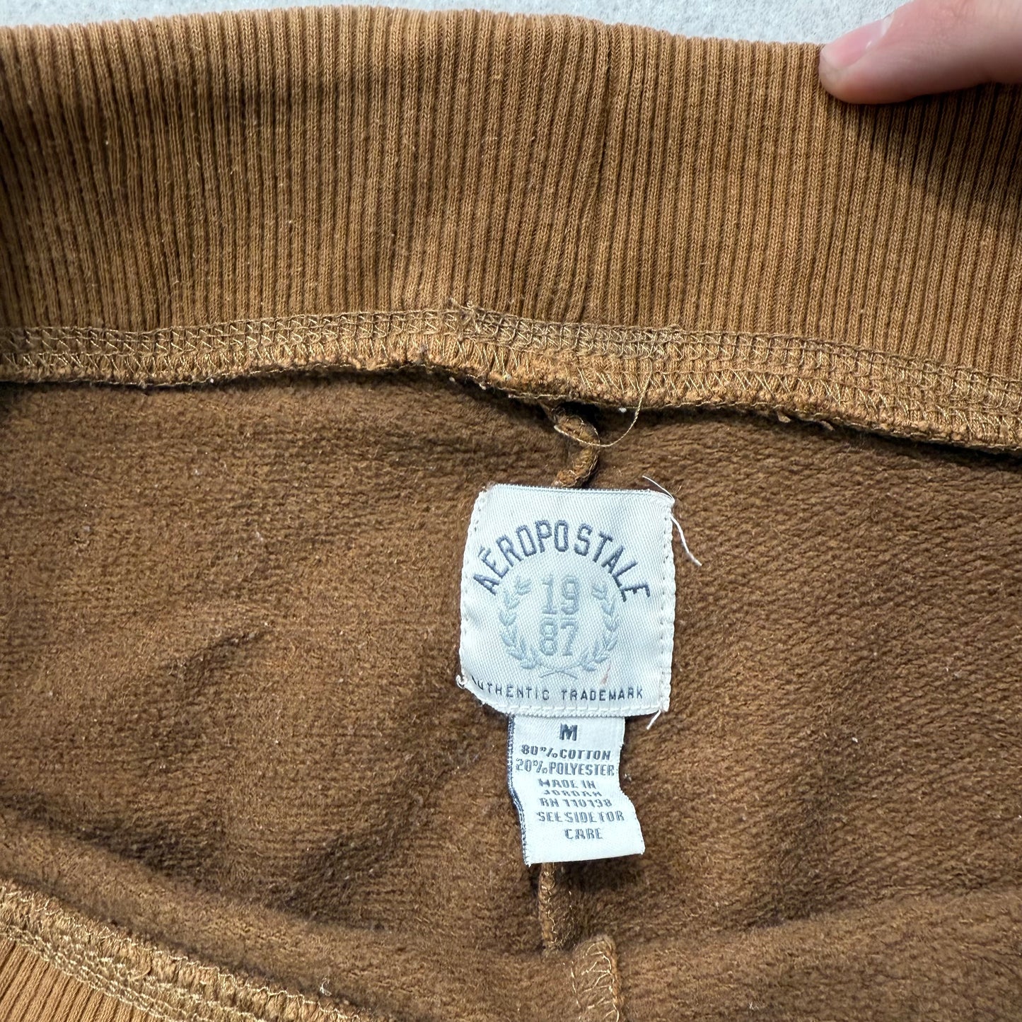 Aéropostale Women's Brown Cotton Blend Cropped Athletic Sweat Shorts Logo Size M