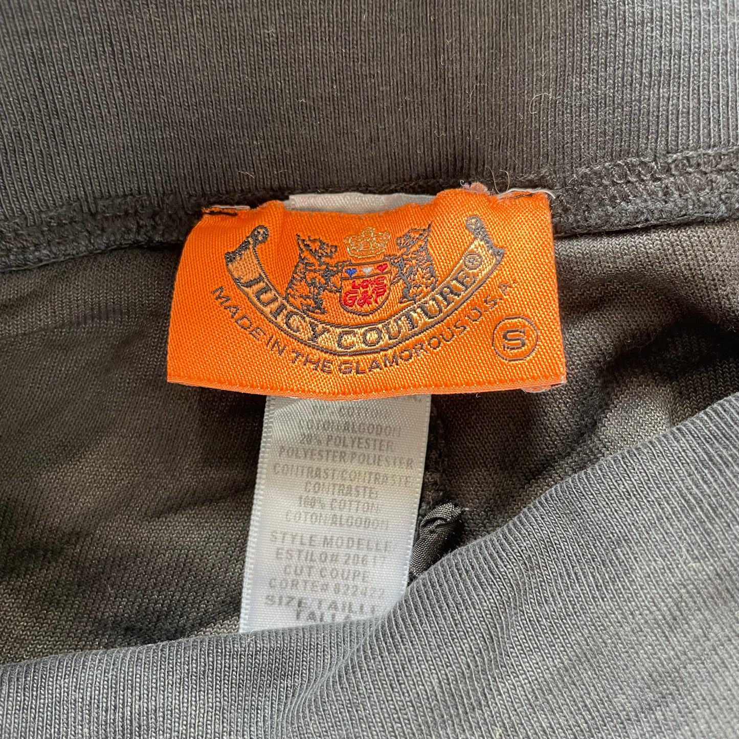 2003 Vintage Juicy Couture Womens Black Terry Cloth Capris Pant Foldovers Size S