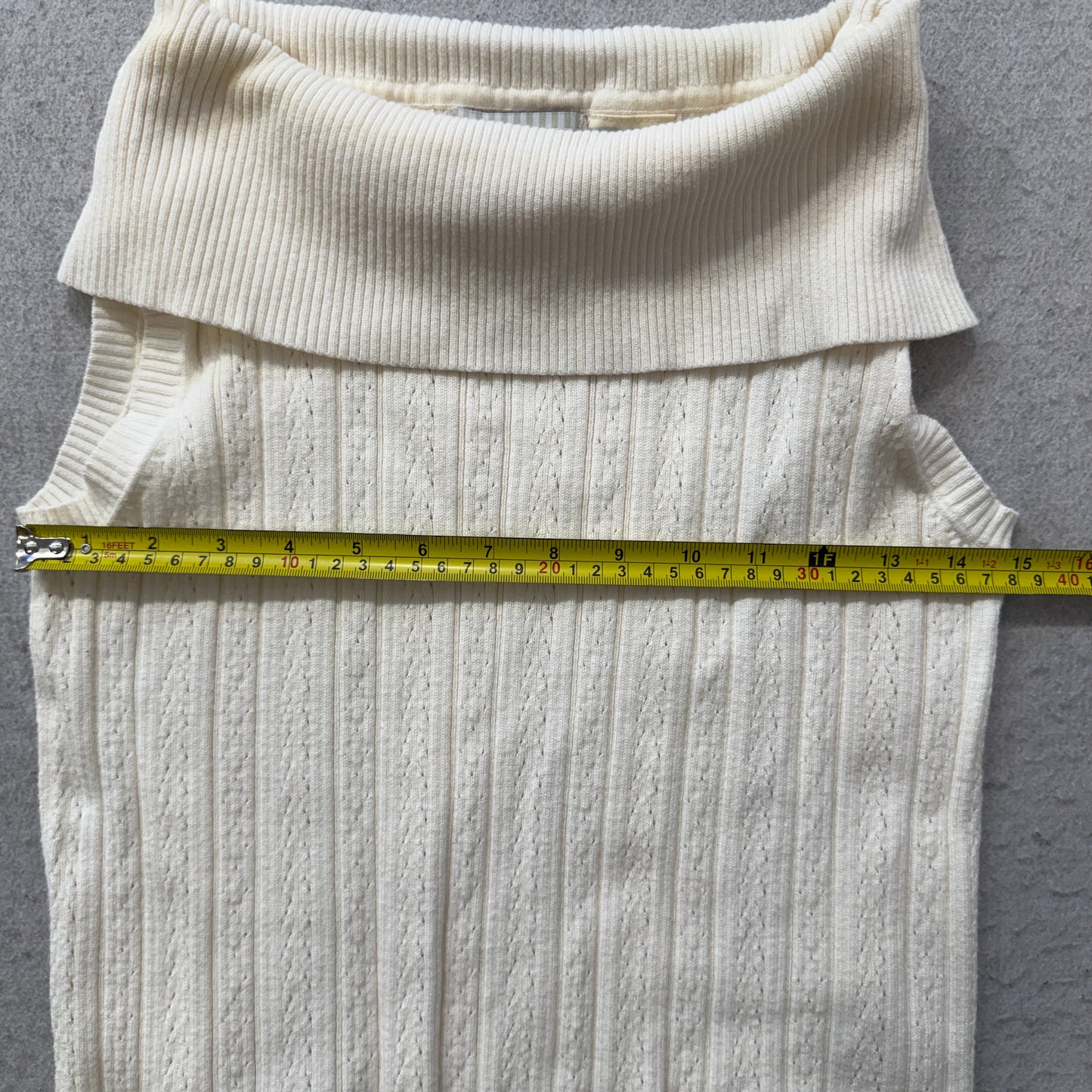 White Stag Women's Off White Cowl Neck Sleeveless Sweater Ribbed Knit Size M