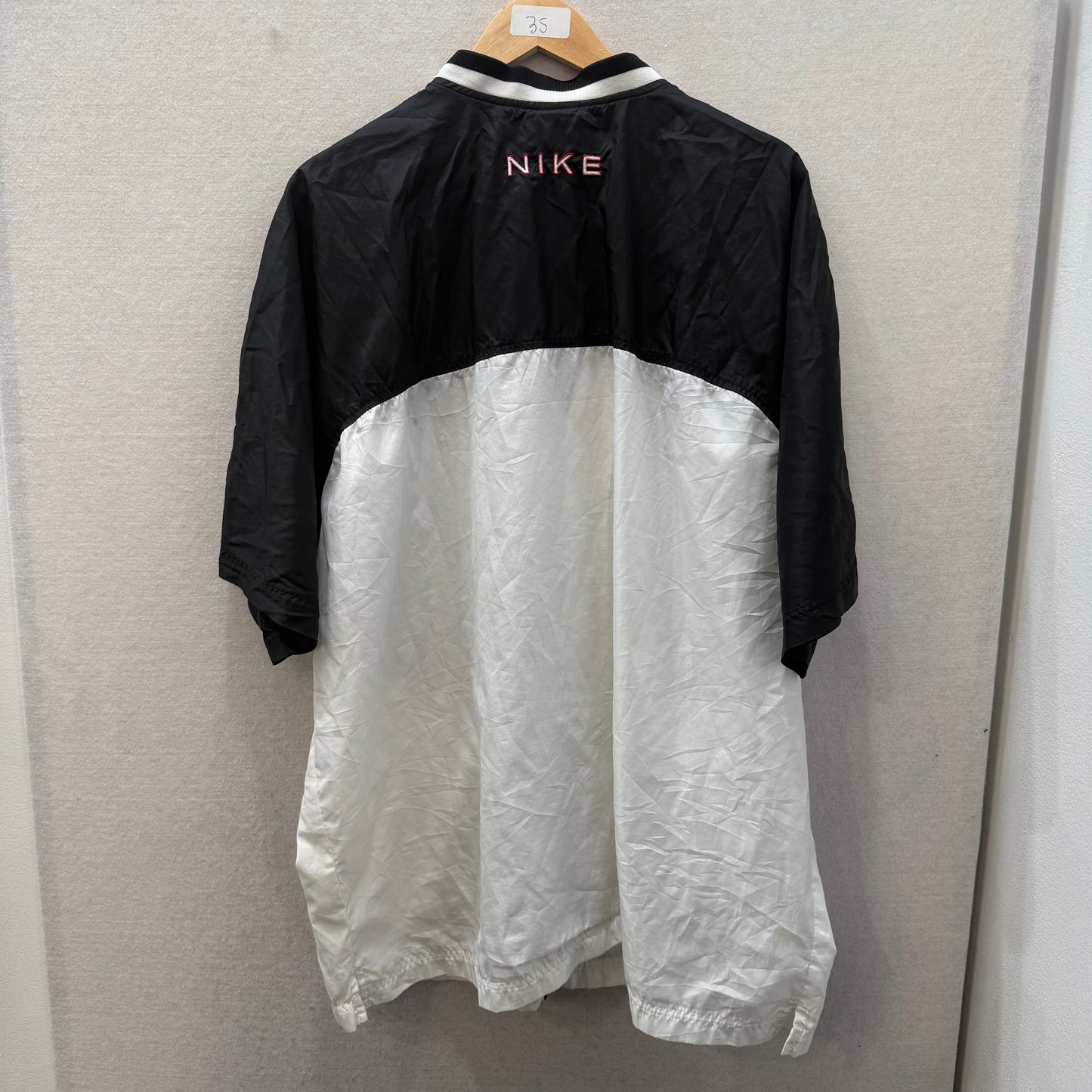 Nike Men's Black White Full Zip Windbreaker Track Jacket Short Sleeves Size XL