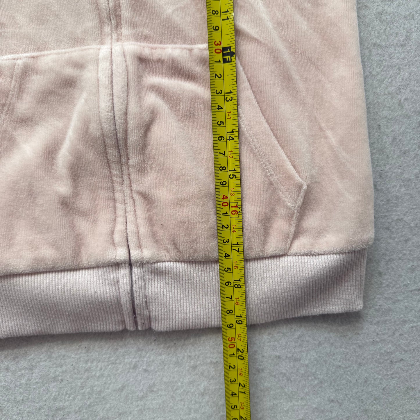 Juicy Couture Kid's Light Pink Velour Zip-Up Hoodie Rhinestones Logo Size 8/10