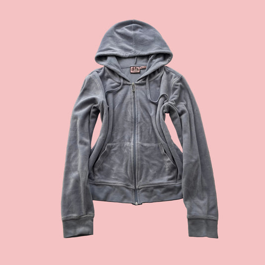 Juicy Couture Women's Gray Velour Zip-Up Hoodie Y2K Sports Long Sleeve Size M