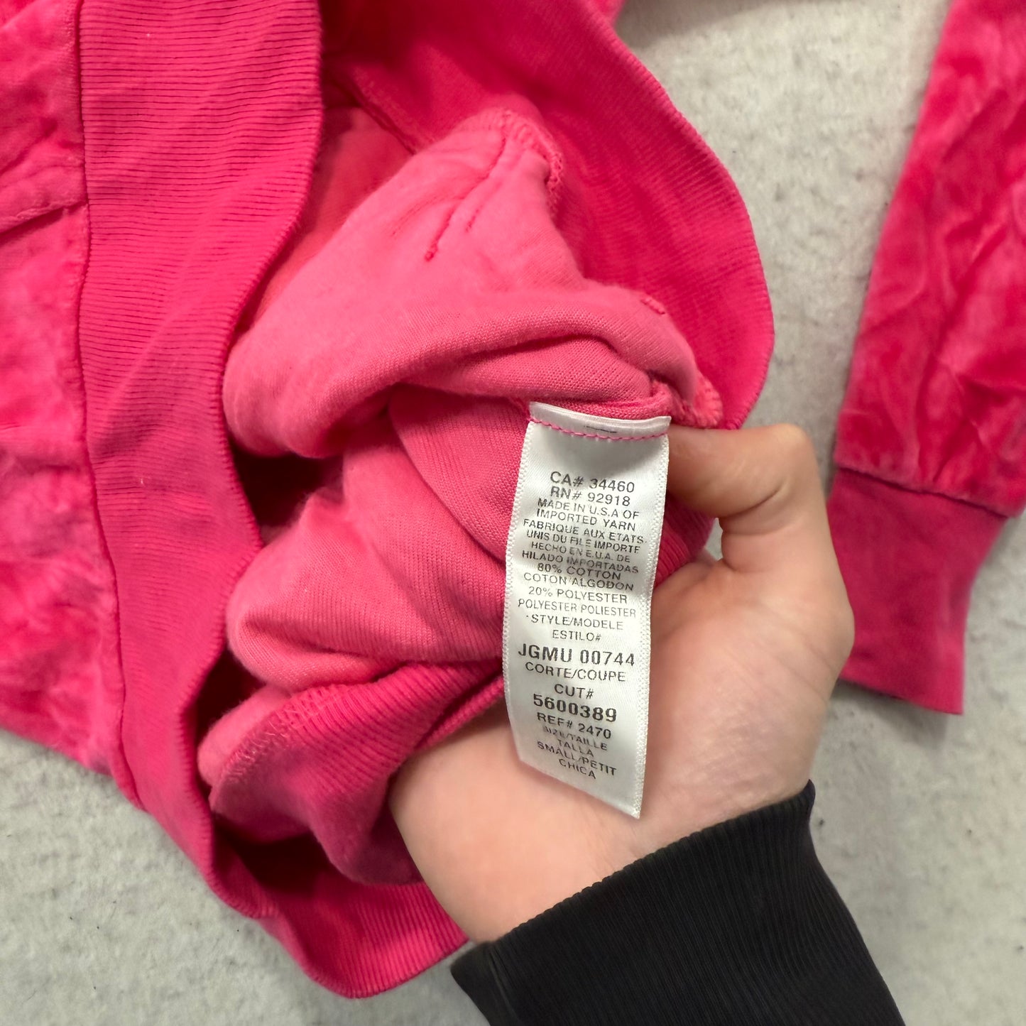 Vintage Juicy Couture Scottie Dogs Women's Pink Velour Hoodie Rhinestones Size S