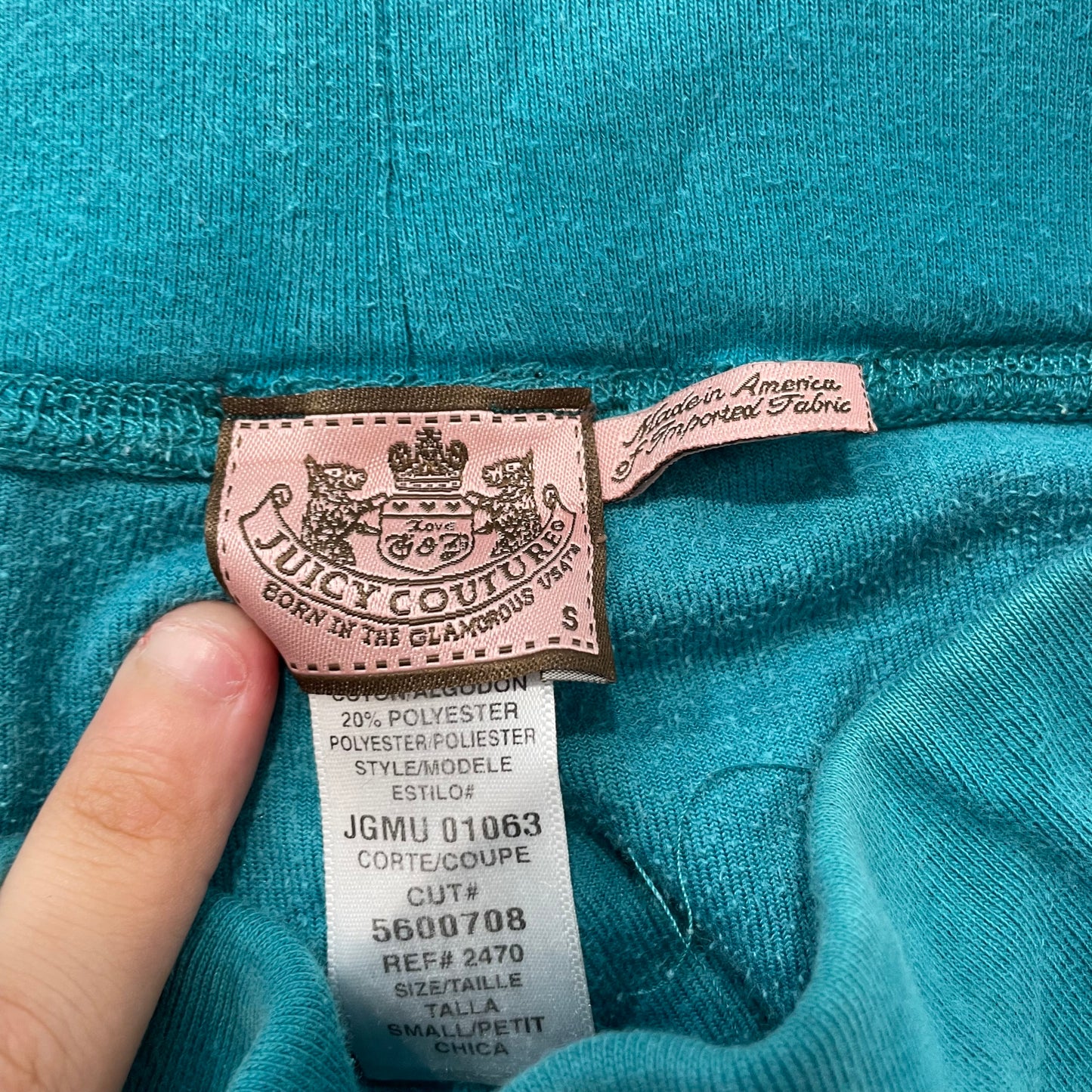 Vintage Juicy Couture Women's Teal Velour Flared Track Pants Drawstring Size S