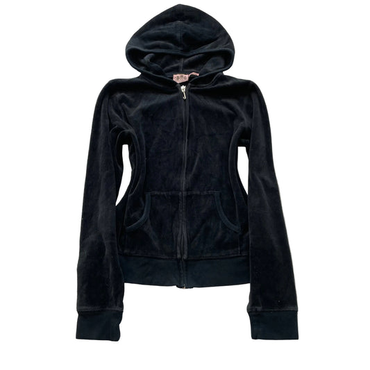Juicy Couture Women's Charcoal Velour Full Zip Hoodie Pockets Loungewear Size M